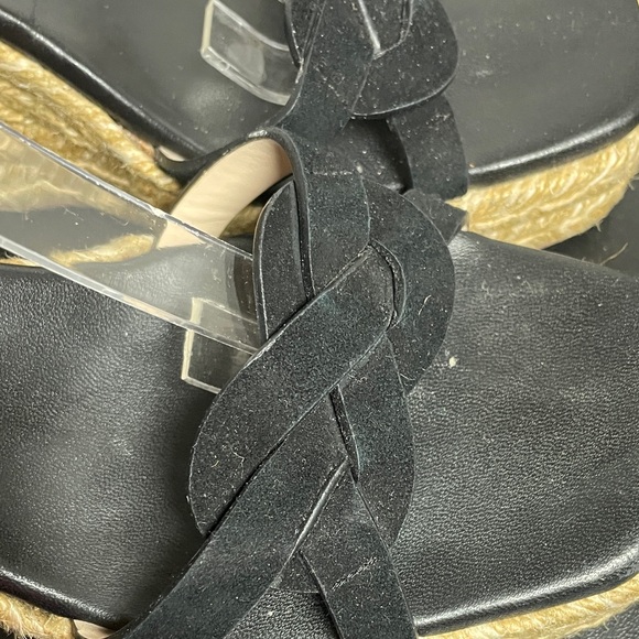 Stuart Weitzman Women’s Wedge Sandals 7.5B Black Suede Espadrille Wedge Summer - Picture 10 of 14